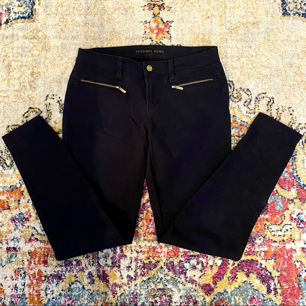 Michael Kors navy skinny pants with bronze hardware -size 4 - Picture 2 of 10
